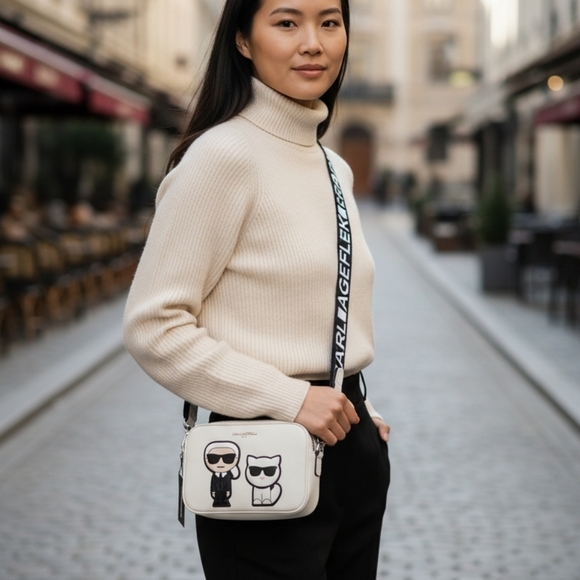 Karl Lagerfeld Cream Crossbody Bag with Iconic Design - Picture 3 of 15
